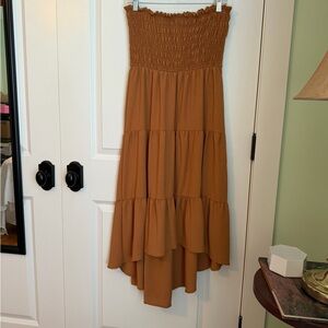 Ladies Tiered high low strapless maxi dress